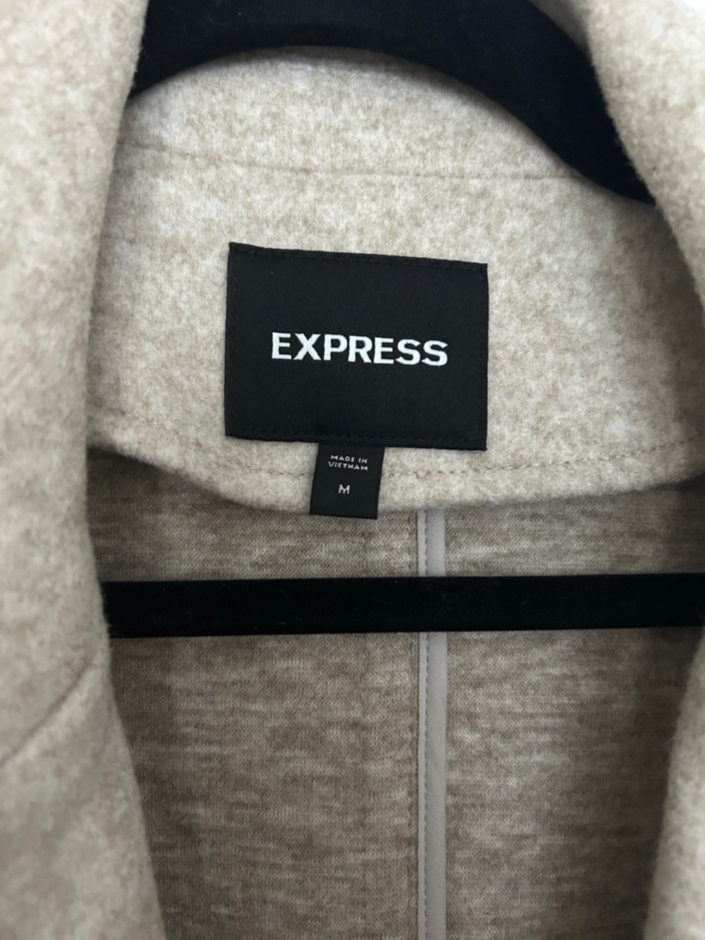 Express Women's Light Cream Wool-Blend Single-Breasted Trench Coat - Picture 2 of 6